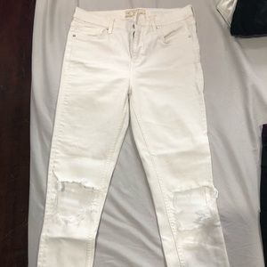 Free People White Ripped Jeans